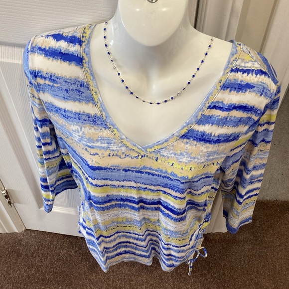 Caribbean🌴Joe Island Supply Co. Blue V-Neck Top & Side String Design - Sz PM - Picture 3 of 10